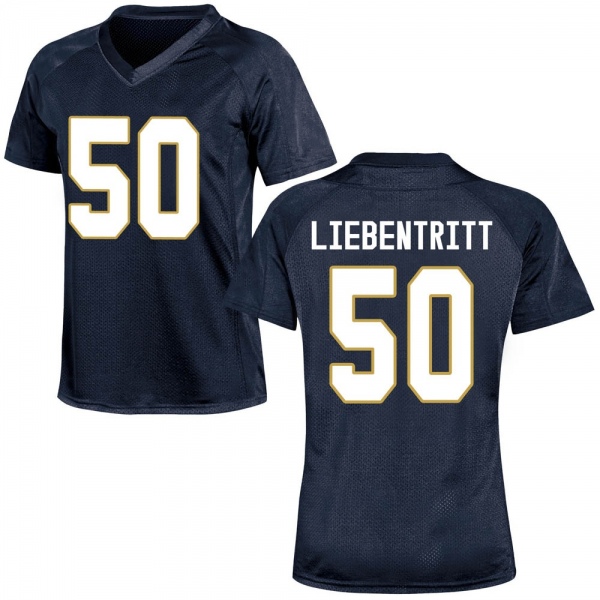 Barrett Liebentritt Notre Dame Fighting Irish NCAA Women's #50 Navy Blue Game College Stitched Football Jersey NUM6655LQ